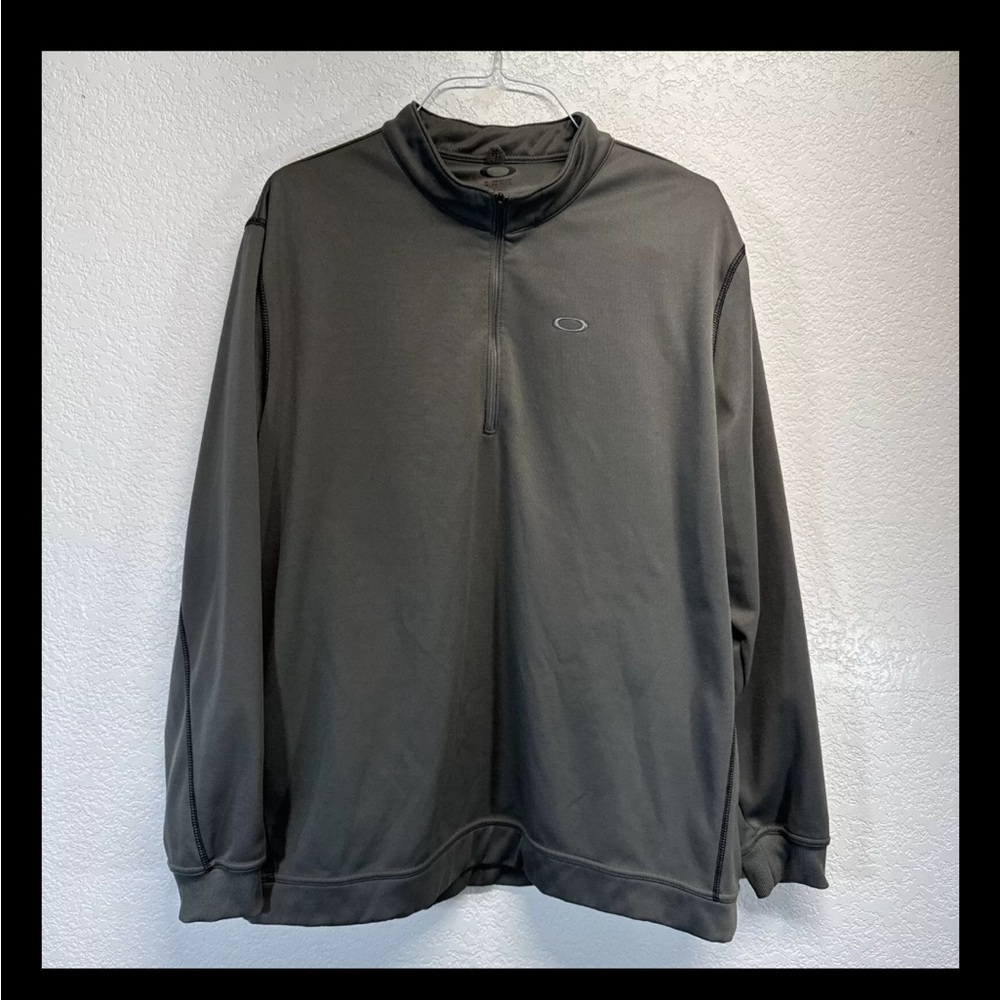 Oakley Men Sweatshirt 2xl Gray 1/4 Zip Logo Embroidered Pullover
